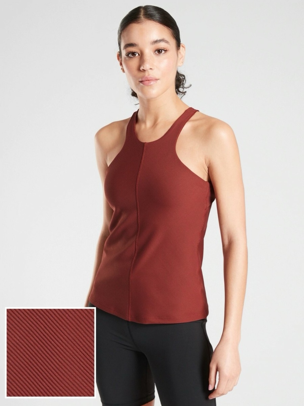 Athleta Ribbed Racerback Tank Top - Burgundy